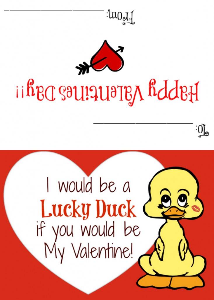 Free Printable Lucky Duck Valentine Card Easy Kids Valentines Day Ideas