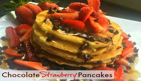 Quick & Easy “Chocolate Strawberry Pancakes” Recipe