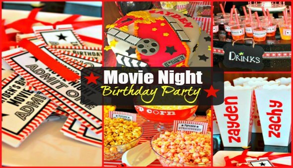 “Movie Night” Themed Kids Birthday Party Ideas