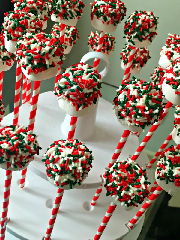 Christmas Xmas Easy No Bake Dessert Candy Cane Cake Marshmallow Pops Stocking Stuffer Kids Party Treat 