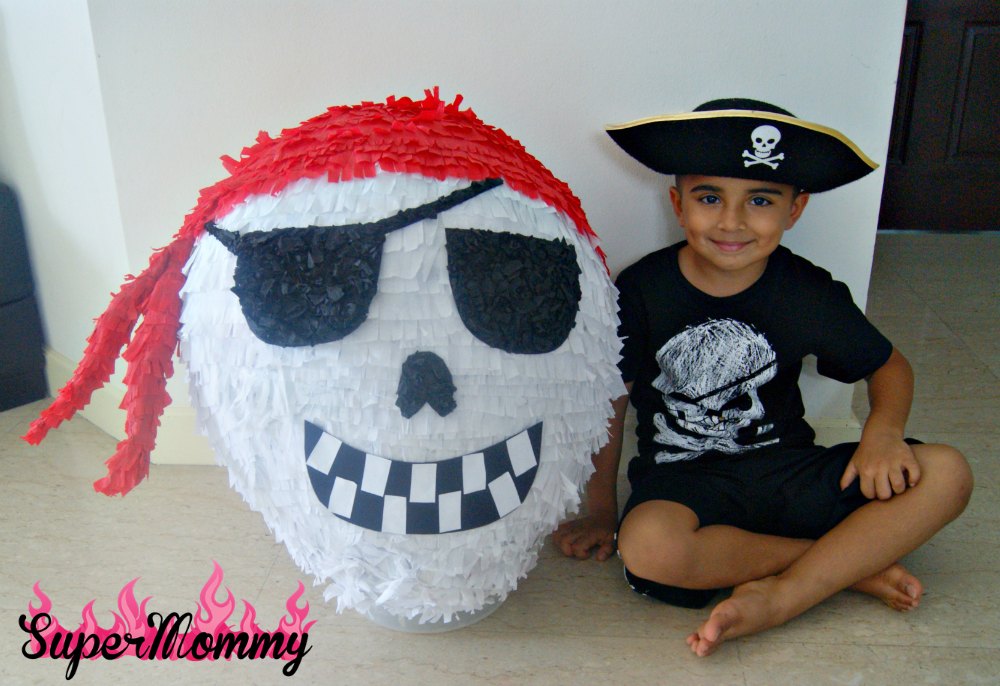 Pirate Skull Girls Boys Halloween Party Pinata Easy DIY Pinata Step by Step How to Make Homemade Pinata Guide Ideas Pictures
