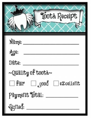 tooth fairy receipt certificate