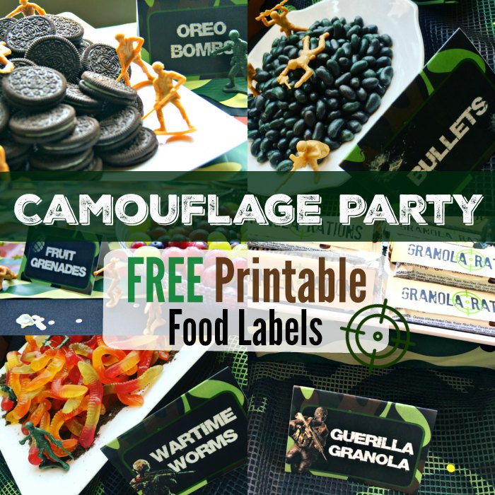 Free Printable Food Labels Camouflage Military Army Camo Kids Birthday Party Ideas