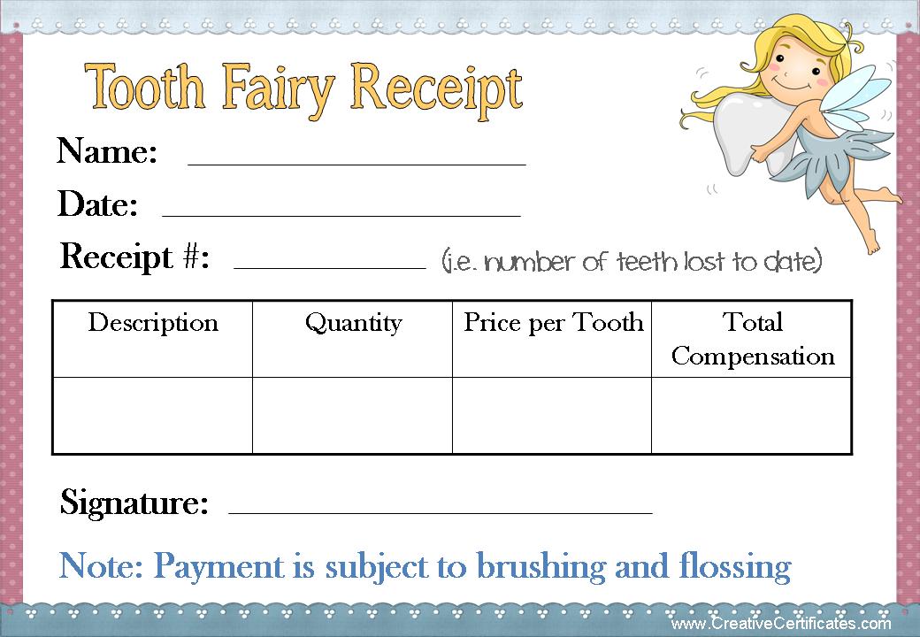 Tooth Fairy Receipt Free Printable Download 1st Tooth
