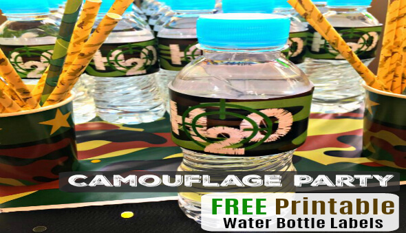 Kid’s Camouflage Party “Water Bottle Labels” / Free Printables