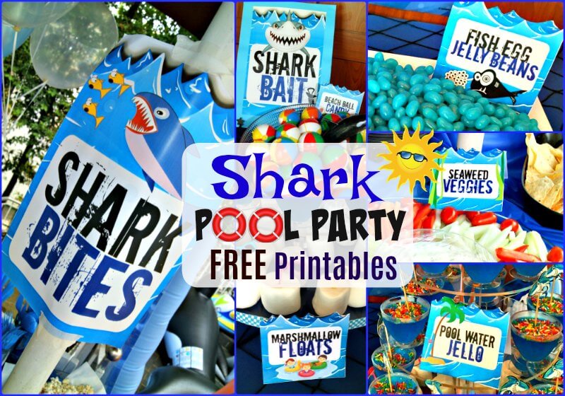 Shark Pool Party Themed FREE Printable Food Labels, Signs & More